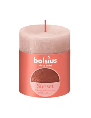 Produktbild von Bolsius Stumpenkerze Rustik Sunset Nebeliges Rosa+Bernstein 8 cm