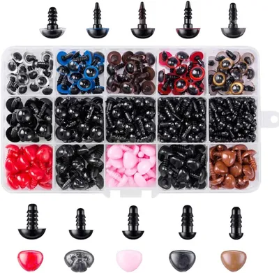 Produktbild von 752 Stück Kunststoff Sicherheitsaugen Set, Teddyaugen Puppenaugen Kunststoff Bastel Augen Tieraugen mit Unterlegscheiben für Häkeltiere Plüschtier Marionette Puppen (5mm/6mm/8mm/10mm/12mm)
