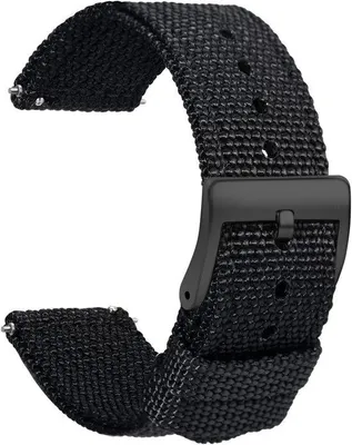 Productafbeelding van Horlogeband 20 mm - nylon zwart - snelsluiting - comfortabele vervangband voor smartwatches