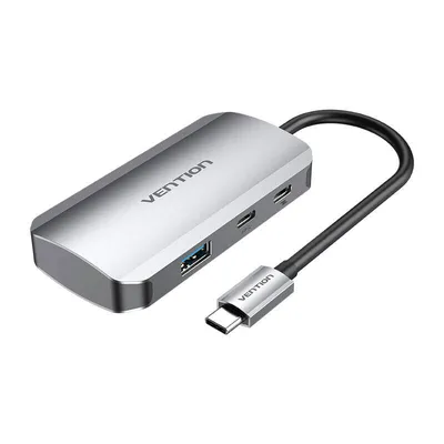 Obrázok produktu pre Vention TNDHB, USB Typ-C, USB 3.2 Gen 1 (3.1 Gen 1) Type-A, USB 3.2 Gen 1 (3.1 Gen 1) Type-C, 5000 Mbit/s, Šedá, Hliník, 100 W