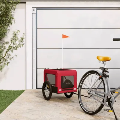 Produktbild von （Robust Möbel）Robuste Fahrradanhänger - modernes Design - Transportanhänger - Hunde Rot und Schwarz Oxford-Gewebe & Eisen Promotion817140 - Fahrradanhänger