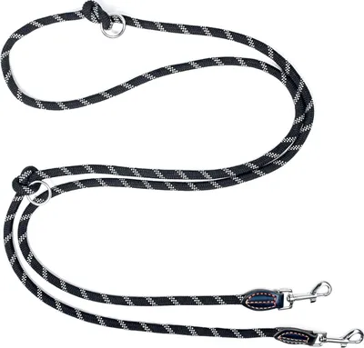 Immagine prodotto di 5 m x 10 mm Guinzaglio regolabile per cani - 208 g - Multifunzionale - Guinzaglio doppio - Robusto guinzaglio da spalla - Nero