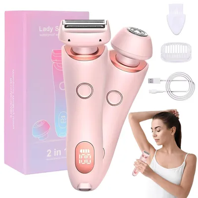Obrázok produktu pre Epilátor pre ženy, elektrický holiaci strojček, holiaci strojček na intímne partie pre ženy, holiaci strojček pre ženy, holiaci strojček na mokré a suché holenie, vodotesný (IPX7), zastrihávač na bikinovú oblasť a podpažie, ružová farba