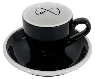 Image de Tasse à espresso avec soucoupe Roma - Love, 75 ml, noir