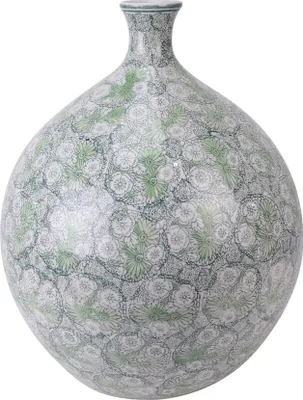 Produktbild von Fine Asianliving Chinesische Vase Porzellan Grün Blüten Handgemalt D36xH44cm Dekorative Vase Blumenvase Orientalische Keramik Vase Dekoration Vase Moderne Tischdekoration Vase