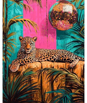 Malen nach Zahlen für Erwachsene, Leopardenmotiv, 40x50 cm, ohne Rahmen