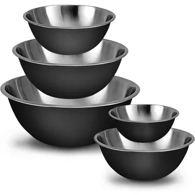 Produktbild von Rührschüsseln Edelstahl-Set 5-teilig Schwarz spülmaschinenfest