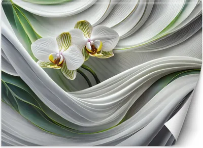 Produktbild von Vlies fototapete Orchidee abstrakt 3D 450x315 cm Feeby Weiß inkl. Kleber einfache Montage