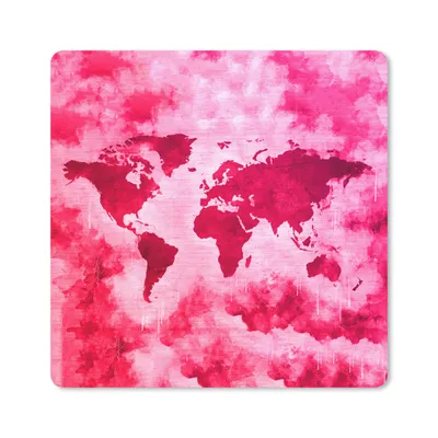 Produktbild von MuchoWow® Mauspad Mousepad Weltkarte - Farben - Rosa 30x30 cm - Mousepads - Maus Mat - Pad - Mausunterlage - Gaming