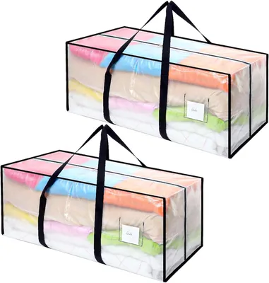 Obrázek produktu pro Úložné boxy o objemu 120 litrů - Sada 2 kusů - Velké - Průhledné stěhovací krabice
