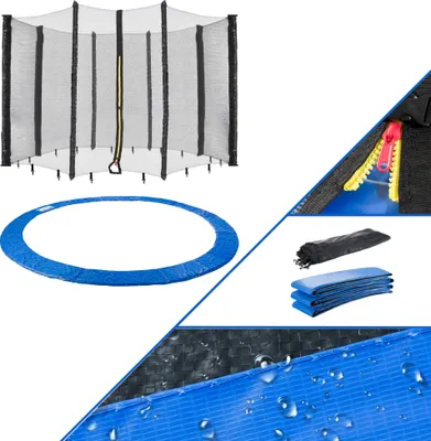 Produktbild von AREBOS® kryt a sieť na okraj trampolíny | náhradná sieť | bezpečnostná sieť | sieť na záhradné trampolíny | sieť na 8 tyčí 430 cm