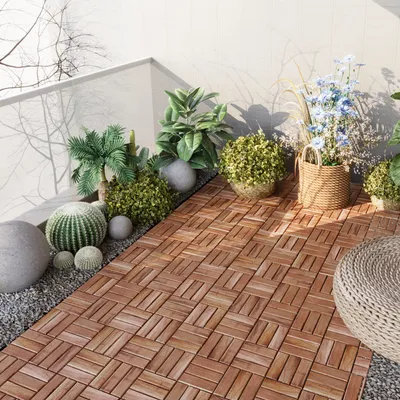 Immagine prodotto di Set di 10 piastrelle 'Alliste' 12 doghe in legno di acacia 30 x 30 cm naturale
