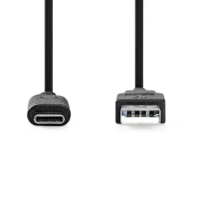 Produktbild von Nedis USB-Kabel - USB 3.2 Gen 2 - USB-A Stecker - USB-C Stecker - 60 W - 10 Gbps - Vernickelt - 1.00 m - Rund - PVC - Schwarz - Label