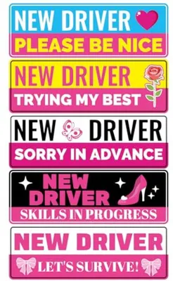 Produktbild von 5 Stuks Auto Bestuurdersmagneet 28x8,5cm, Magnetische Stickers, Studentenchauffeur, Veiligheidswaarschuwingsbord, Beginners, Wasserfest, Entfernbare Bumper (Rosa)