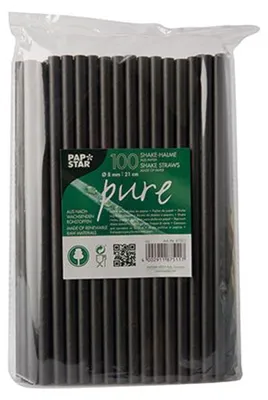 Obrázek produktu pro PAPSTAR 87511 PAPSTAR papírové brčko na pití "pure", 210 mm, černé