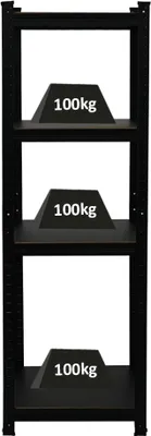 Produktbild von All Black Series Schwerlastregal Ragnar | HxBxT 150x45x45cm | Fachlast 100kg | Matt Schwarz