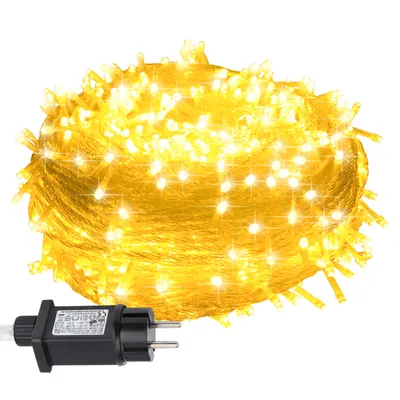 Image de Guirlande lumineuse LED Peviasot, 200 mètres, 1000 LED, avec 8 modes d'éclairage, idéale pour l'intérieur, les fêtes de Noël, les fêtes, le jardin. Effet scintillant en forme d'étoiles. Câble transparent. Lumière blanc chaud