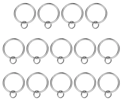 Productafbeelding van Gordijnringen met oogjes - Set van 14 stuks - Geschikt voor gordijnroedes tot 32 mm diameter - 37 mm binnendiameter - Zilver
