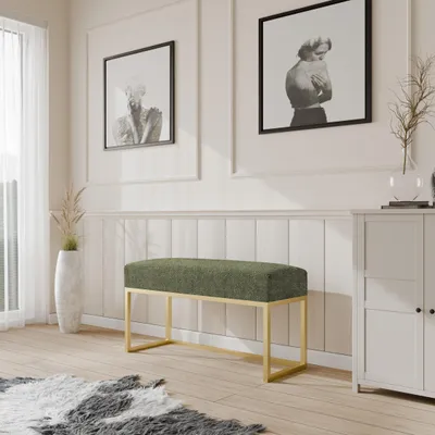 Produktbild von Moder Moderne gepolsterte Sitzbank mit stabilem Metallgestell – ideal für Flur, Schlafzimmer, Wohnzimmer oder Ankleidezimmer. 100 CM