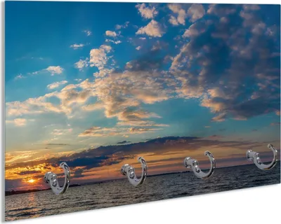 Produktbild von Wallario Schlüsselbrett aus Glas, Motiv: Sonnenuntergang über einem Fluss, 30 x 20 cm mit 4 Haken