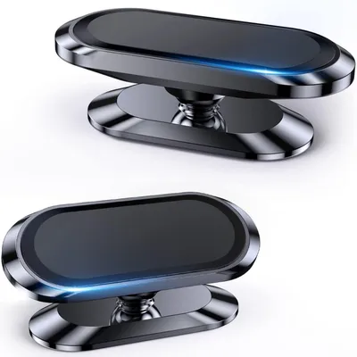 Zdjęcie produktu dla Uchwyt na telefon samochodowy magnetyczny, 2 sztuki, uniwersalny, metalowy, 360°, do deski rozdzielczej, kompatybilny z iPhone i Samsung