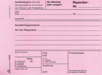 Produktbild von Reparaturblock A6 quer selbstdurchschreibend 3x40 Blatt Packung mit 5 Stück
