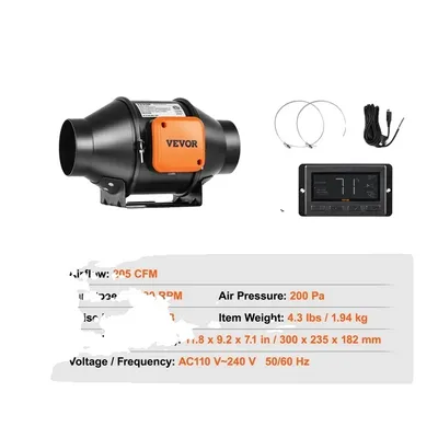 Obrázek produktu pro Inline ventilátor, regulátor teploty a vlhkosti, EC motor