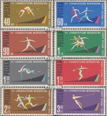Produktbild von Briefmarken Polen 1962 Mi 1338A-1345A (kompl.Ausg.) gestempelt Leichtathletik-EM