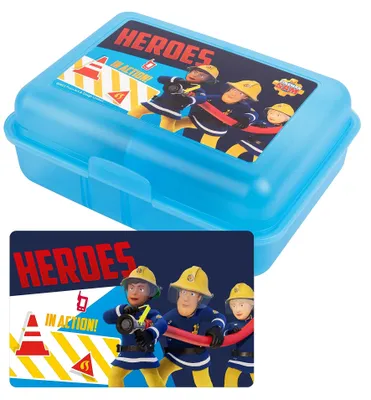 Lunchbox mit Trennfach, 17,5x12,8x6,9 cm, blau, Feuerwehrmann Sam