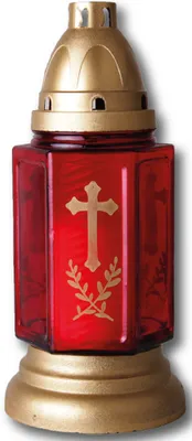 Produktbild von HScandle Grabkerze aus Glas 24cm (Bella Rot) inkl. Kerze ca. 40h Brenndauer