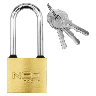 Immagine prodotto di NEO TOOLS Lucchetto professionale con grillo lungo, ghisa e rame, alta sicurezza
