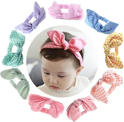 Produktbild von 6 Stück Stirn- und Haarbänder mit Hasenmuster, elastischer Schleife und Haargummi für Mädchen, Pferdeschwanzhalter, bedrucktes Kopftuch, farbenfroher Haarschmuck und dehnbares Armband