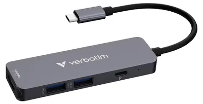 Zdjęcie produktu dla Verbatim 32155, USB 3.2 Gen 1 (3.1 Gen 1) Type-C, HDMI, USB 2.0 Type-A, USB 3.2 Gen 1 (3.1 Gen 1) Type-A, 5000 Mbit/s, 3840 x 2160, 3840 x 2160 px, Szary