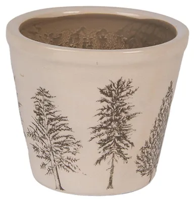 Image de Clayre & Eef Pot de fleurs Ø 12x11 cm Beige Céramique Sapins