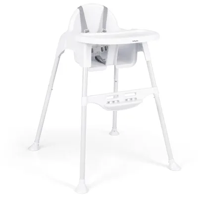 Produktbild von GOPLUS 4 in 1 Hochstuhl Baby, Babyhochstuhl umwandelbar mit verstellbarem Tablett, Fußstütze & Sicherheitsgurt, Babystuhl zum Füttern & Spielen, Weiß
