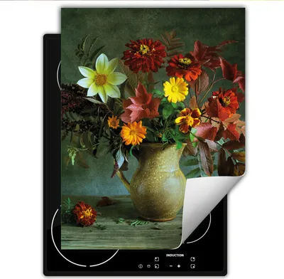 Produktbild von DarHaus Herdabdeckplatte Einteilig Küche Abdeckplatte für Glaskeramikkochfeld Abdeckung Induktionskochfeld Aufrollbare Matte 40x52 cm, grün - Blumenstrauß
