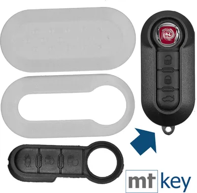 Produktbild von Auto Schlüssel Set Schale Cover Weiß + Tastenfeld kompatibel mit FIAT 500 Punto Doblo
