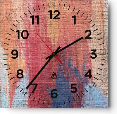Produktbild von Wanduhr - Quadrat - Glasuhr - Die Farben Farben Abstraktion - 30x30cm - Schleichendes Uhrwerk - Lautlos - zum Aufhängen bereit - Dekoration Modern - Wanddekoration aus Glas - C4AC30x30-5069