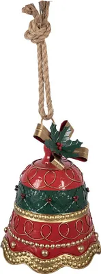 Obrázok produktu pre Clayre & Eef Vianočná dekorácia figúrka zvonček Ø 24x31 cm červená kovová