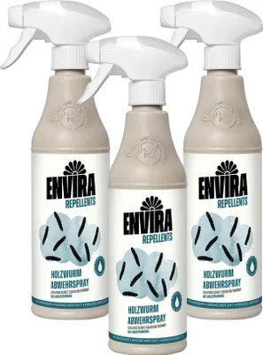 Produktbild von Envira Holzwurm Abwehrspray 3 x 500ml - Spray mit Langzeitwirkung gegen Holzbock & Holzwurm