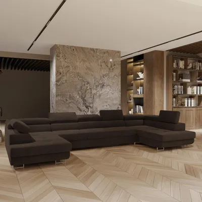 Produktbild von Masseno Ecksofa ISOLANO mit Schlaffunktion U-Form, Sofa mit Bettkasten, Wohnzimmersofa, Couch, Soffa, Bettsofa, Couchgarnitur- Braun, MONOLITH 29