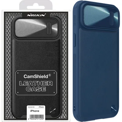 Zdjęcie produktu dla Nillkin Camshield Leather S Case Etui Iphone 14 Plus Pokrowiec Z Osłoną Na Aparat Niebieskie