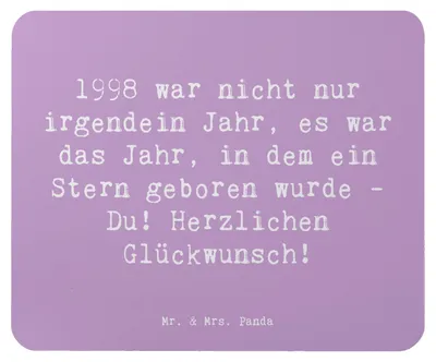 Produktbild von Mr. & Mrs. Panda Mauspad Spruch 1998 Geburtstag - Lavendeltraum - Geschenk, laptop mousepad, Alter, mausteppich, Happy Birthday, Glückwunsch, pc, Jubiläum, Geboren