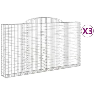 Produktbild von Gabionen mit Hochbogen 3 Stk. 300x30x160/180cm Verzinktes Eisen