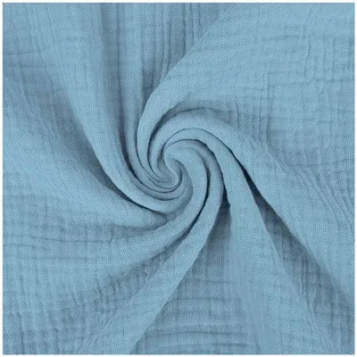 Musselin Stoff extra breit 280 cm in Jeans – Double Gauze Baumwollstoff Meterware für Bettwäsche und Gardinen.