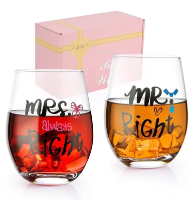 Image de Ensemble de deux verres à vin "Mr. & Mrs.", capacité de 540 ml