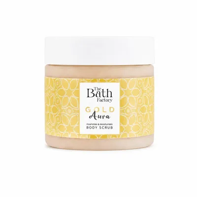 Obrázok produktu pre The Bath Factory Gold Aura Body Scrub - Mystická starostlivosť pre žiarivú pokožku, Obrázok generovaný UI