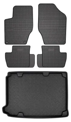 Imagen del producto de Alfombrillas de goma + bandeja de maletero para Citroen DS4 2011-2015 (hatchback) – juego de 5 piezas, , a medida – Wielganizator SolidPRO