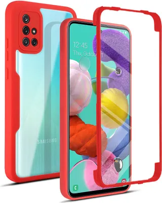 Produktbild von Samsung Galaxy A51 4G Schutzhülle, Eingebautem Displayschutz 360 Grad Komplettschutz Handyhülle für Samsung A51 4G Rot