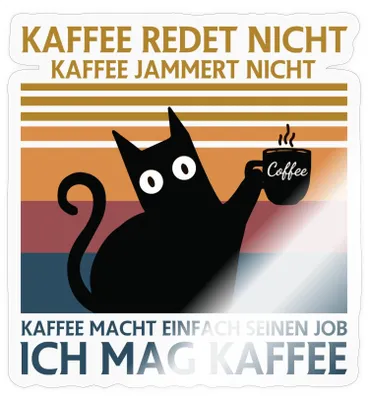 Produktbild von Spreadshirt Kaffee Redet Nicht Katze Sticker Aufkleber, 10 x 10 cm, Transparent glänzend